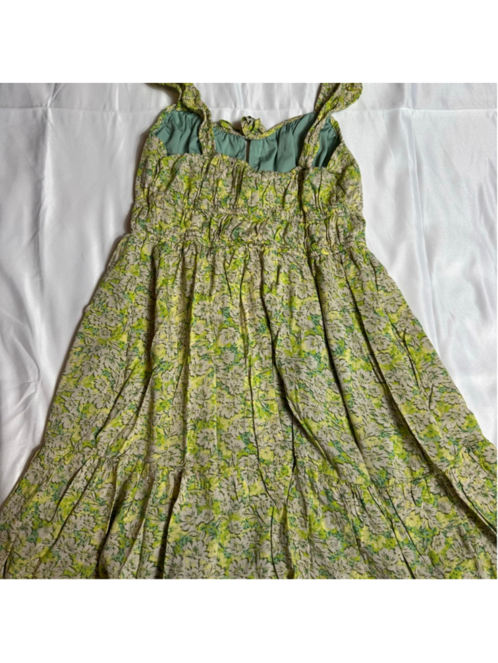 Women's American Eagle Green Yellow Floral Mini Dress XS - Picture 7 of 8